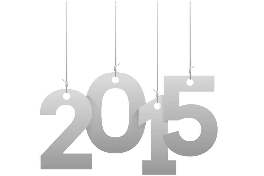 Hanging 2015 Numbers on Transparent Background for Festive Designs