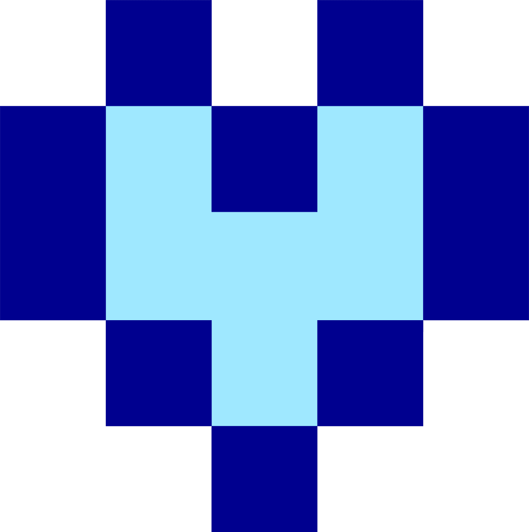 Abstract Pixel Art with Central Light Blue T Shape on Transparent Background