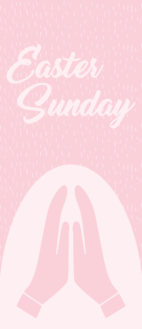 Transparent Easter Sunday Background with Praying Hands Icon