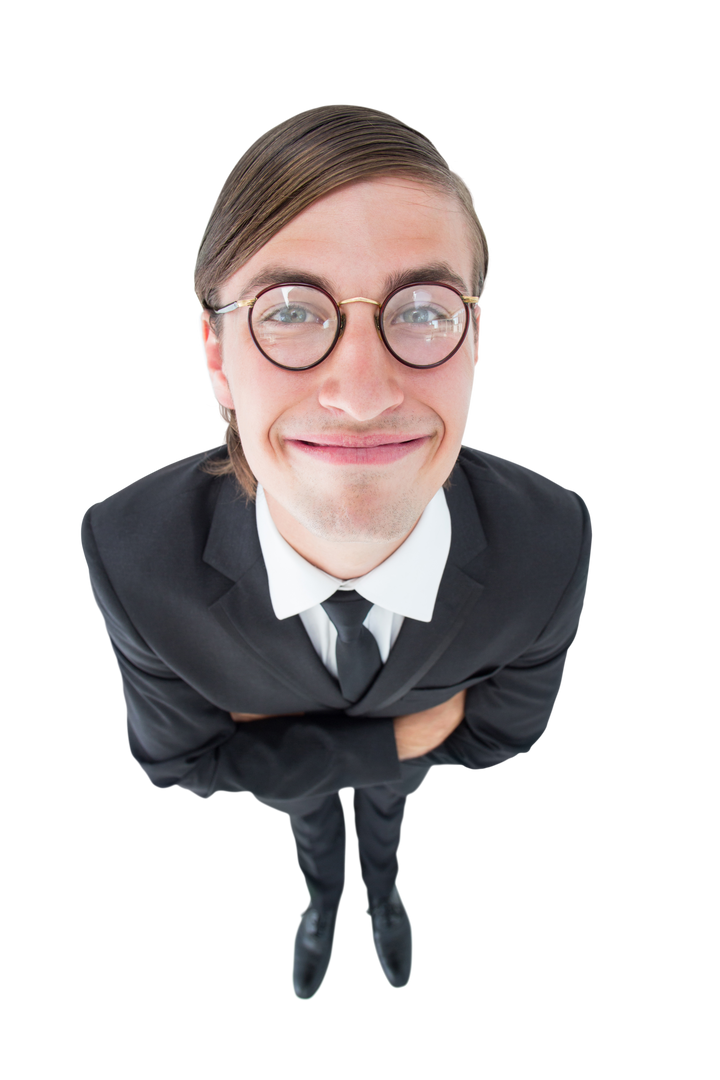 Transparent Businessman With Glasses Smiling Happily - Download Free Stock Images Pikwizard.com