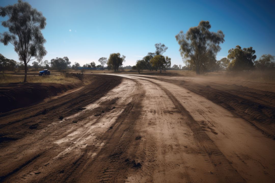 Dirt track in countryside with blue skies, created using generative ai technology - Free Images, Stock Photos and Pictures on Pikwizard.com
