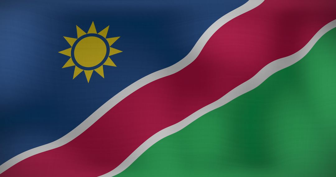 Waving Flag of Namibia in a Strong Wind