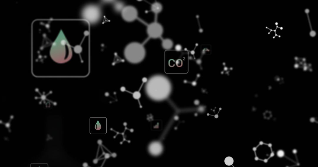 Advanced Molecular Network Illustration with CO2 and Droplet Icons