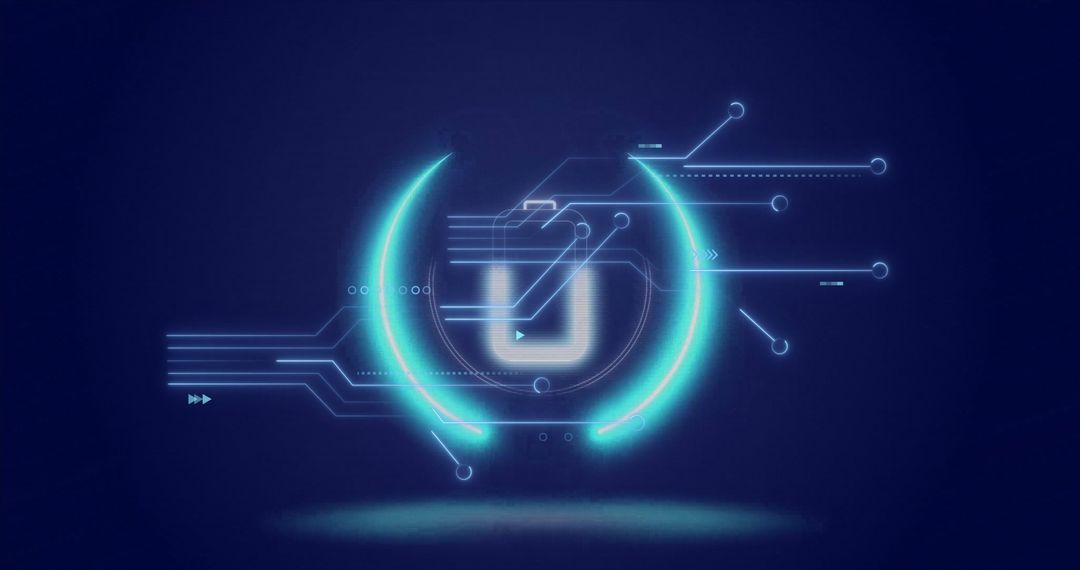 Futuristic Digital Interface with Neon Data Connections