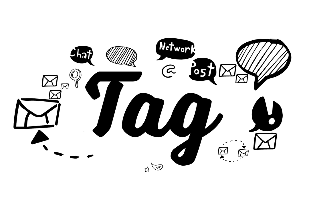 Transparent Text with Communication Symbols PNG Illustration