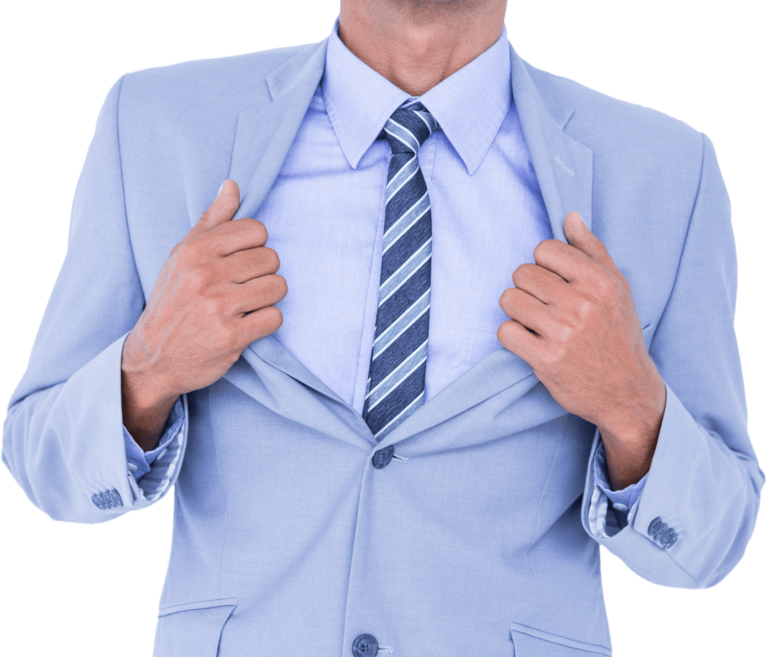 Confident Superhero-Like Businessman in Transparent Background