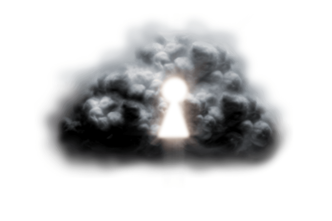 Surreal Keyhole in Cloud on Transparent Background Illustration