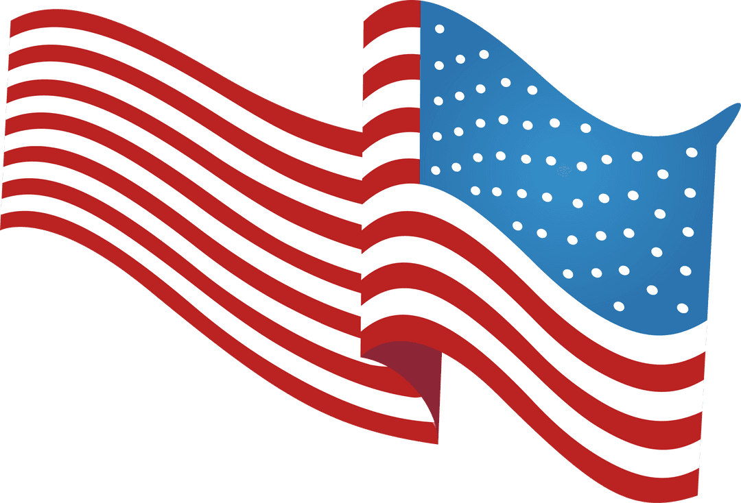 Waving Stylized Flag with Transparent Background Represents Patriotism