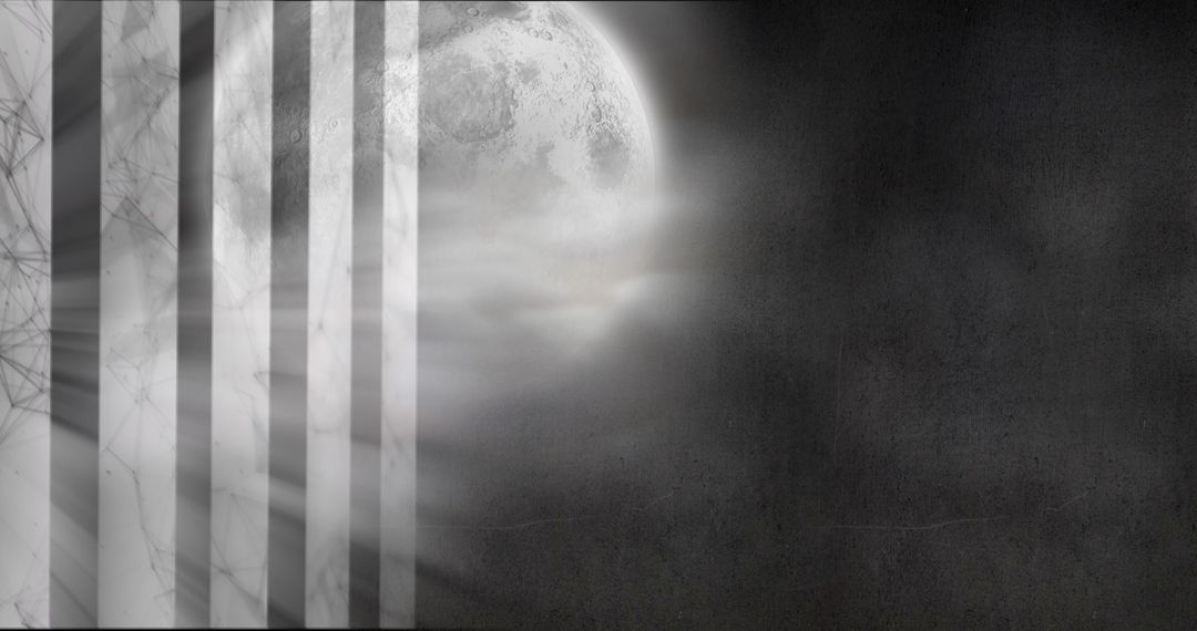 Abstract Moonlight with Geometric Lines on Dark Background