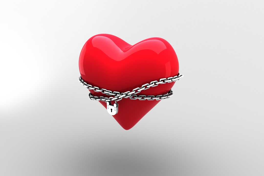 Red Heart Enclosed by Silver Chain with Padlock on Transparent Background - Download Free Stock Images Pikwizard.com