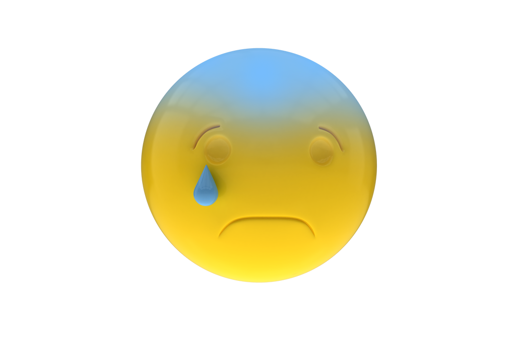 Transparent 3D Crying Smiley in Gradient Blue and Yellow Colors - Download Free Stock Images Pikwizard.com