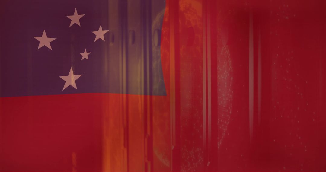 Samoa Flag Overlapping Server Room Technology Concept