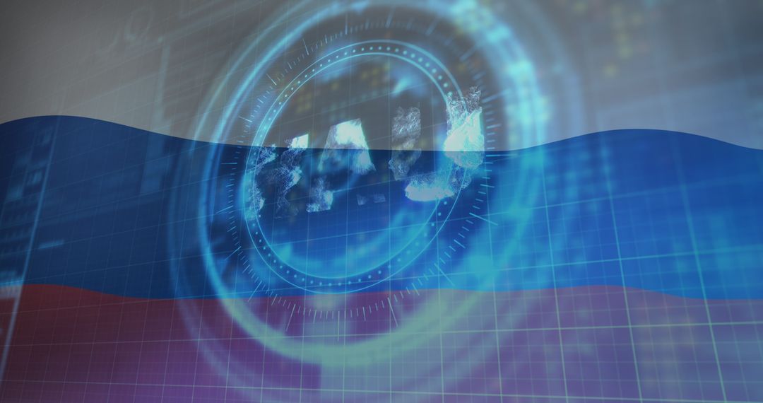 Digital Currency with Russian Flag Overlay Representing Financial Dynamics