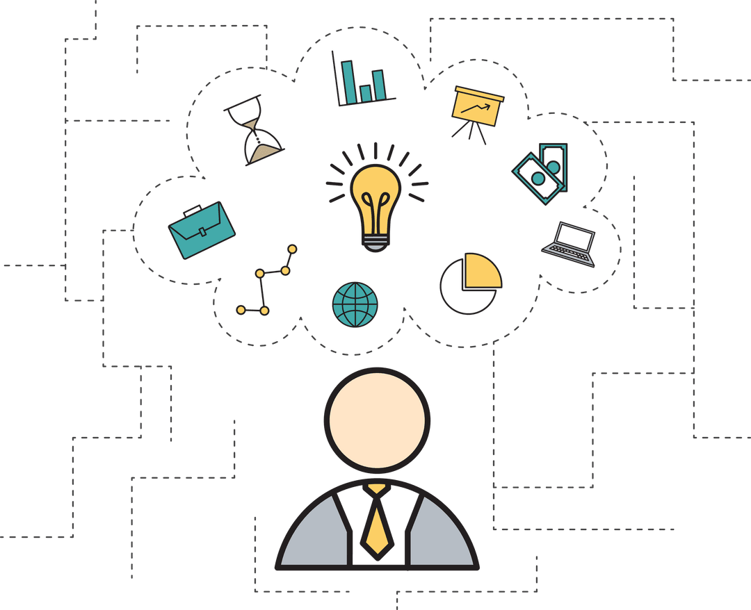 Transparent Illustration Businessman with Business Icons