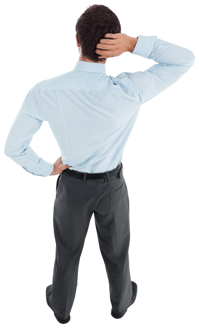 Thoughtful Businessman Scratching Head on Transparent Background