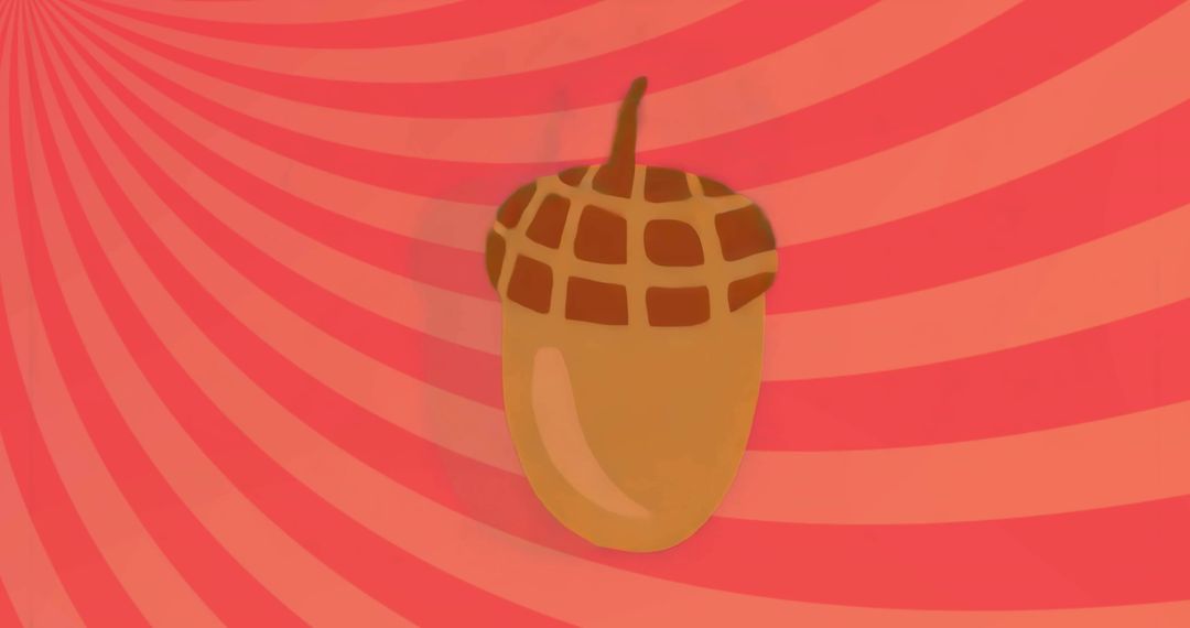 Acorn with Red-Pink Swirl Background in Minimalist Digital Design