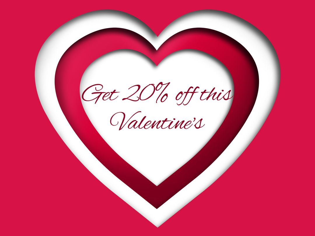 Valentine's Day Heart-Shaped Discount Promo Banner
