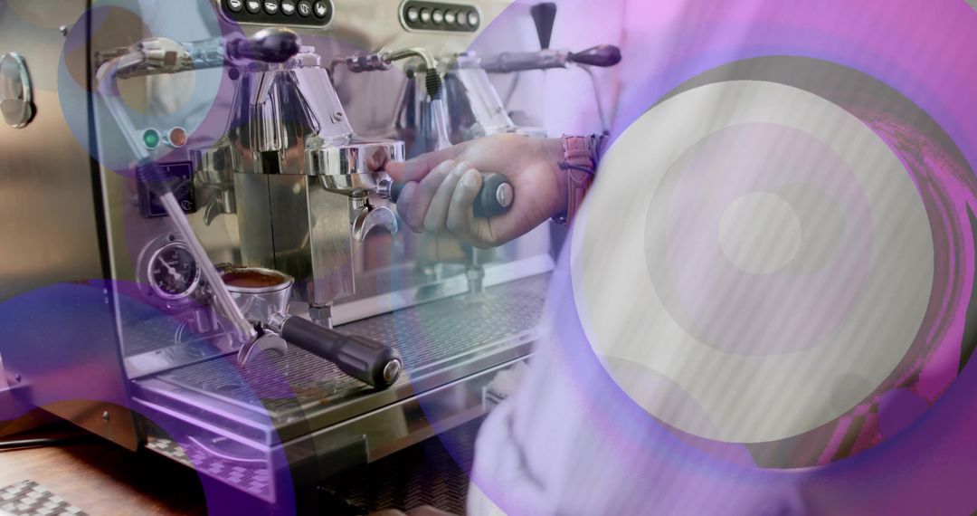 Barista Operating Professional Espresso Machine in Coffee Shop