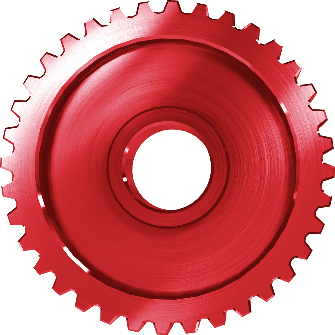 Red Gear Cogwheel Illustration on Transparent Background