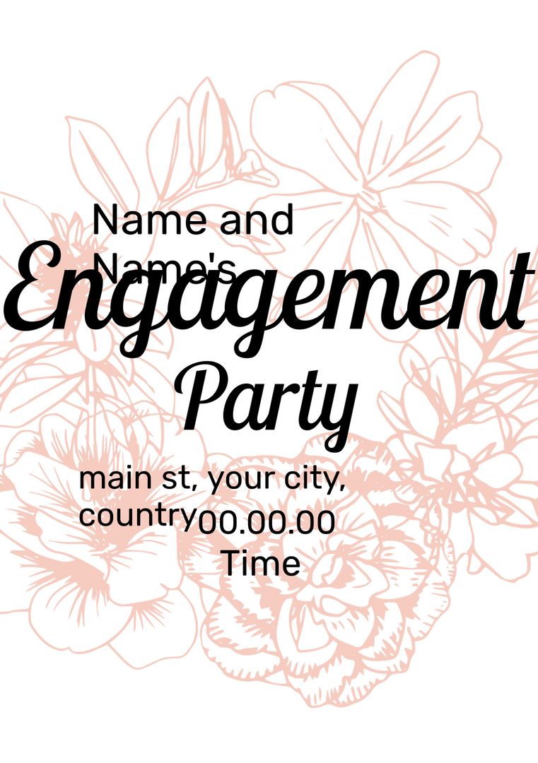 Floral Engagement Party Invitation Template with Delicate Flowers - Download Free Stock Templates Pikwizard.com