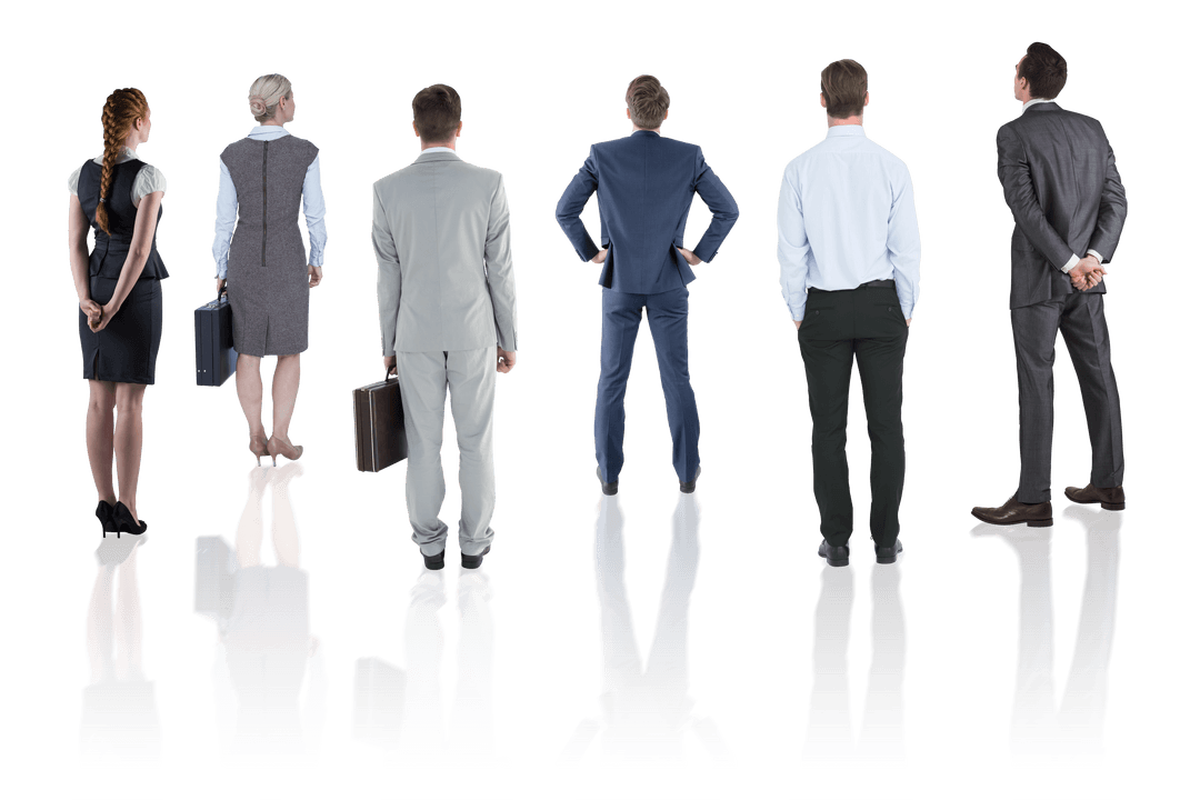 Transparent Diverse Business Professionals Standing in Formal Attire