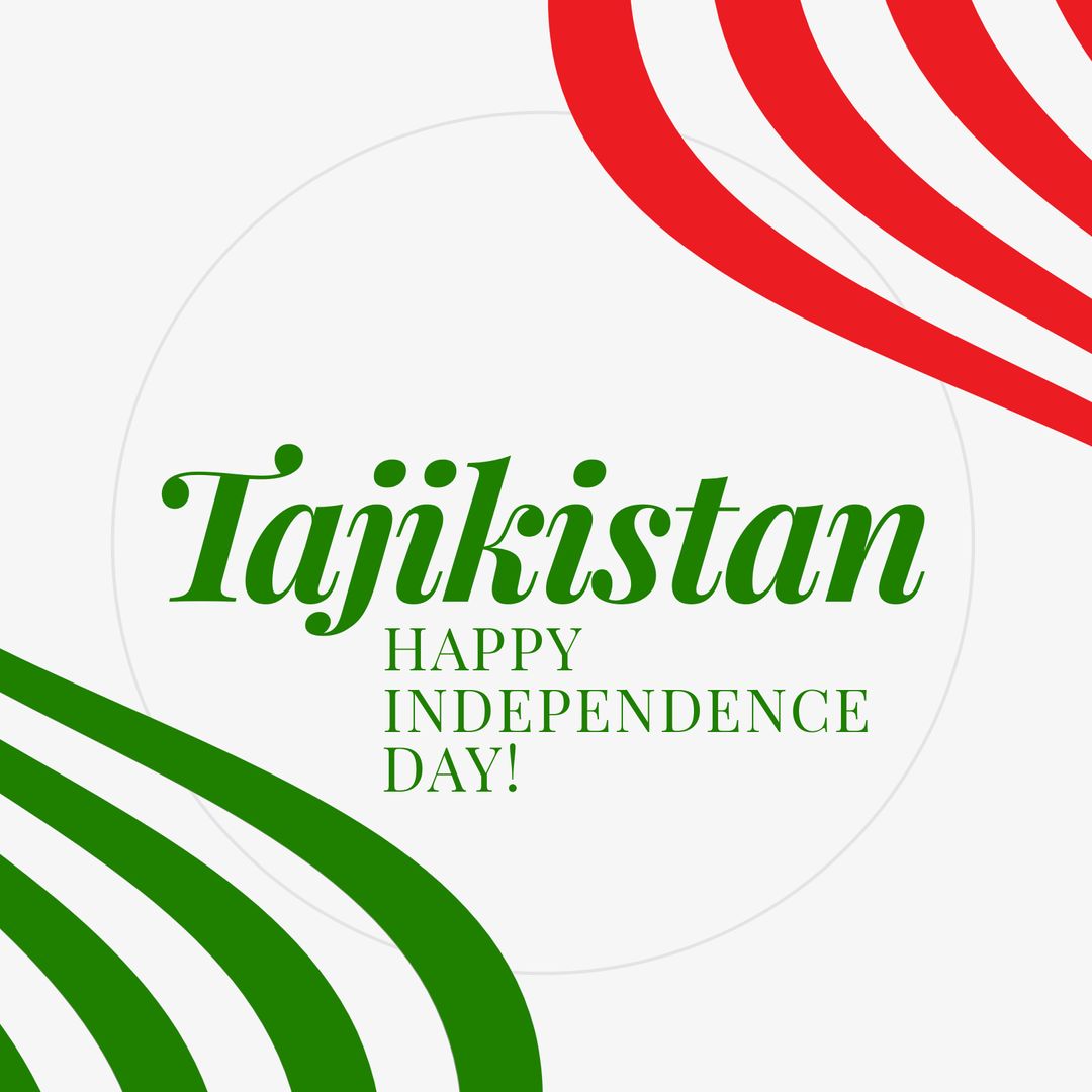 Tajikistan Independence Day Greeting with Dynamic Red and Green Patterns