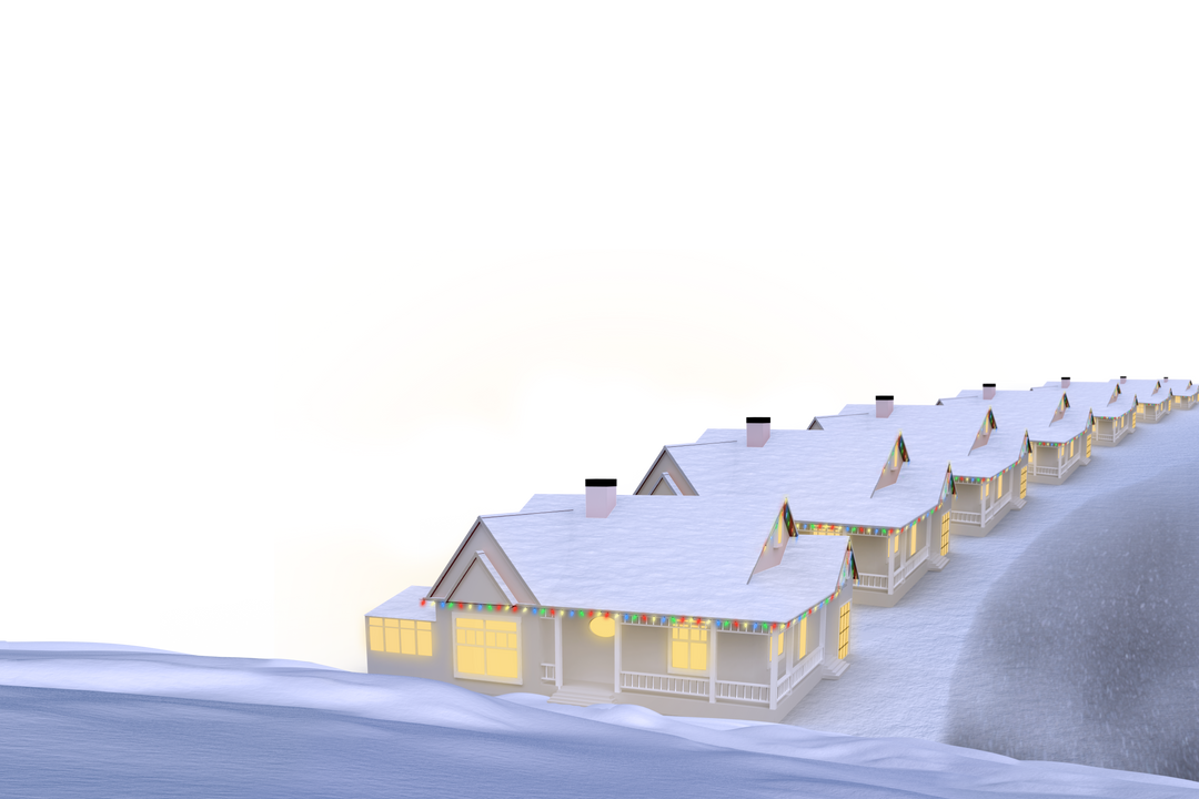 Winter Row Houses with Christmas Decorations on Transparent Background - Download Free Stock Images Pikwizard.com