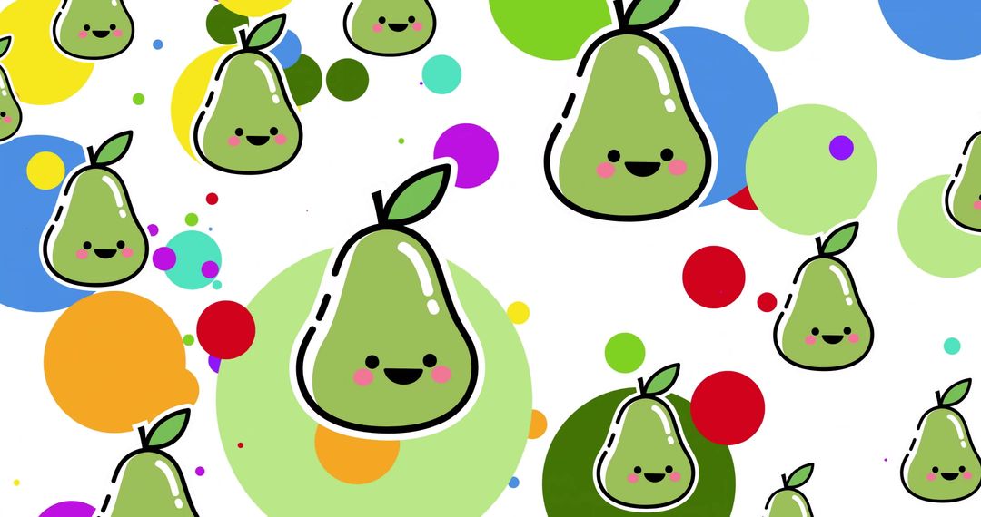 Vibrant Cartoon Pears with Playful Backdrop