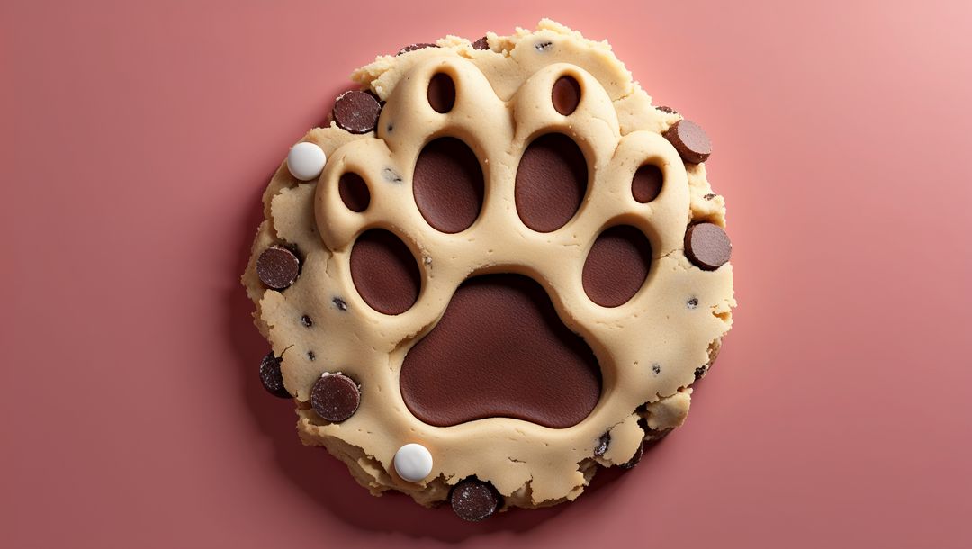 Pawprint Cookie with Chocolate Filling on Pink Background