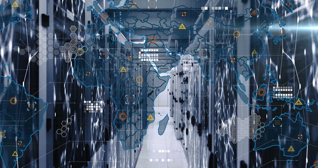 Futuristic Data Center with Global Connectivity Overlay