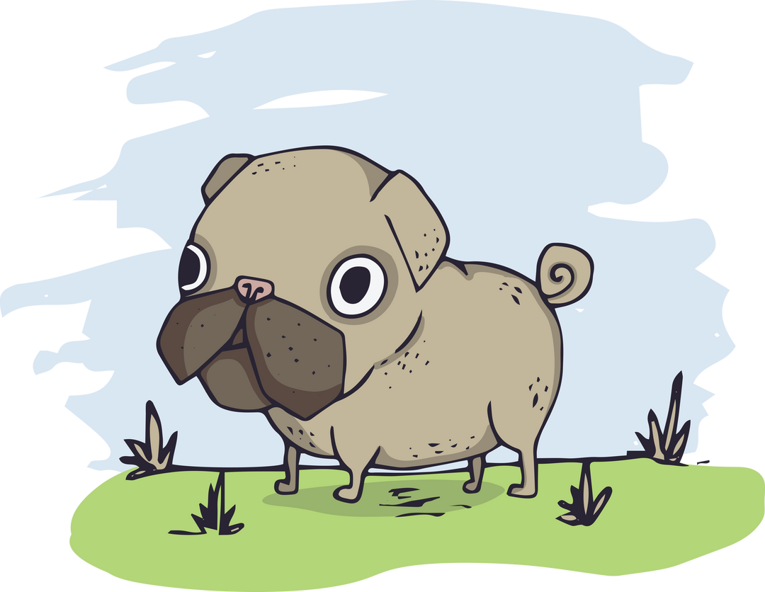 Cute Gray Dog Illustration On Grass Transparent Background Peg Fat - Download Free Stock Images Pikwizard.com