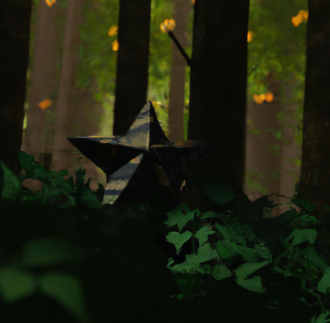 Image of five arm star amongst trees in forest - Free Images, Stock Photos and Pictures on Pikwizard.com