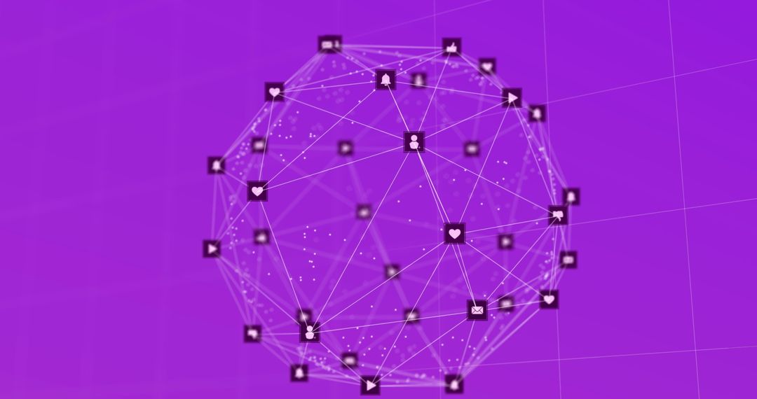 Digital Network Connections on Purple Background