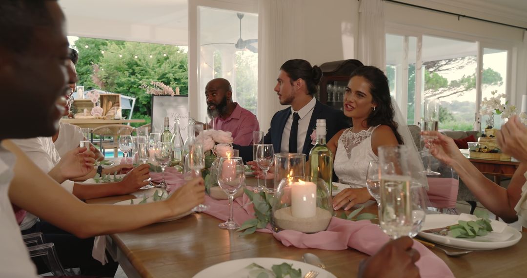 Elegant Wedding Reception During Daytime with Guests Enjoying Celebration