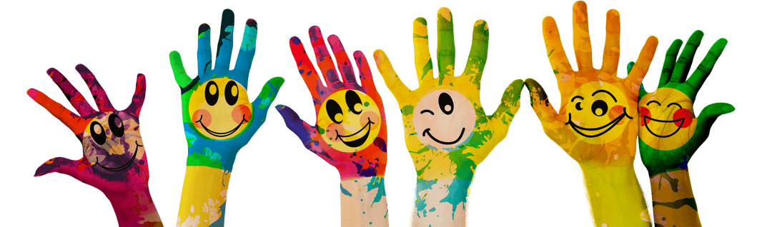 Transparent Creative Painted Hands with Smiley Faces
