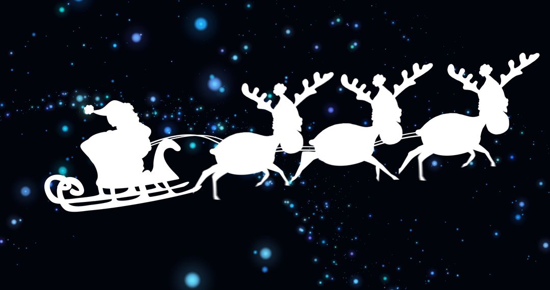 Santa's Sleigh Silhouette Flying in Night Sky with Sparkling Lights - Free Images, Stock Photos and Pictures on Pikwizard.com