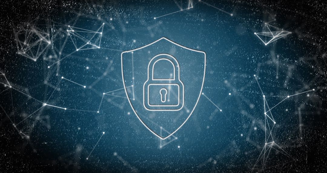 Cybersecurity Concept with Digital Padlock Icon and Network Connections