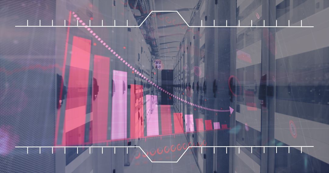 Digital Interface with Data Graphs in Server Room