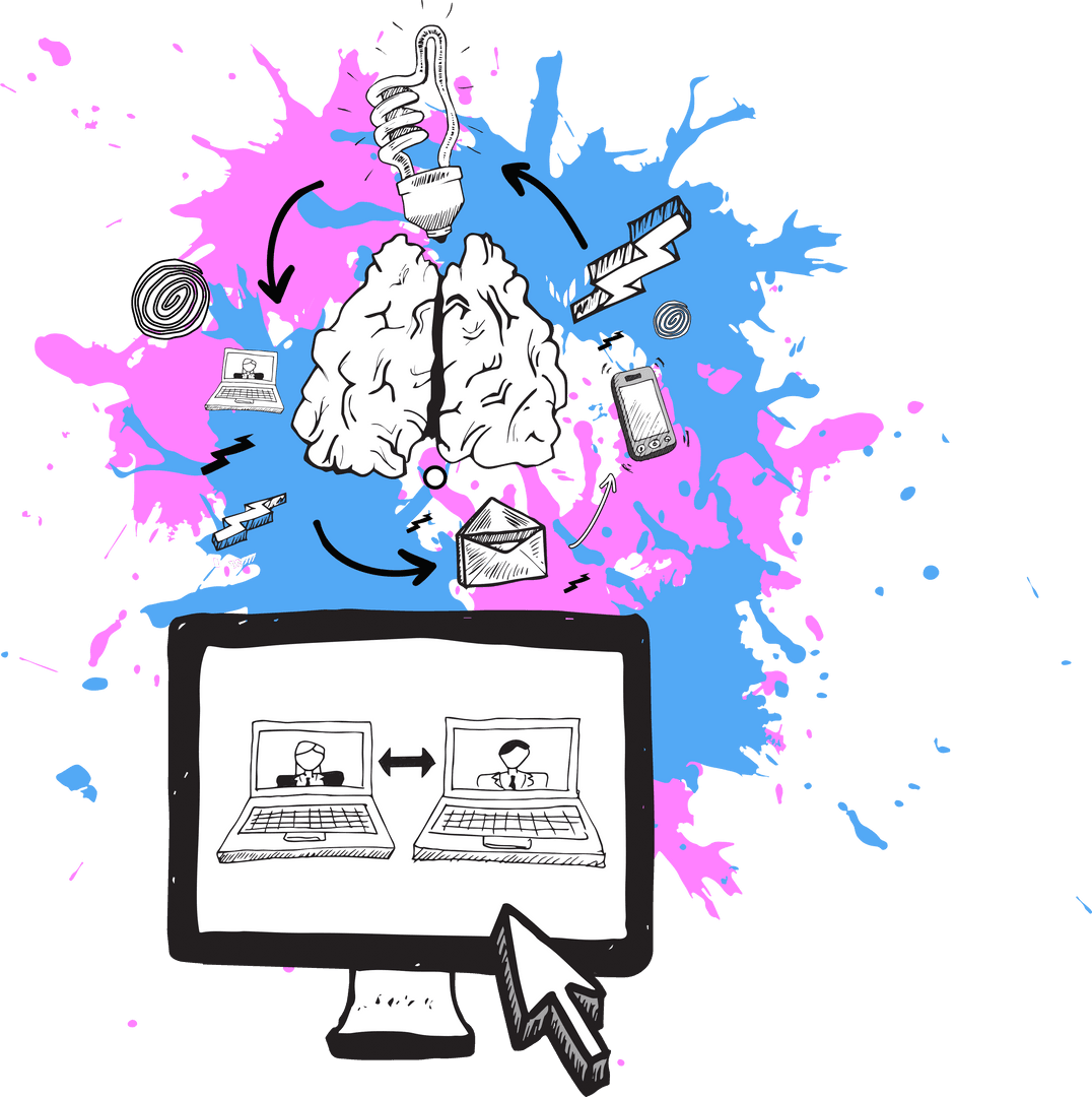 Computer Screen and Brain Linked by Digital Connections on Transparent Background - Download Free Stock Images Pikwizard.com