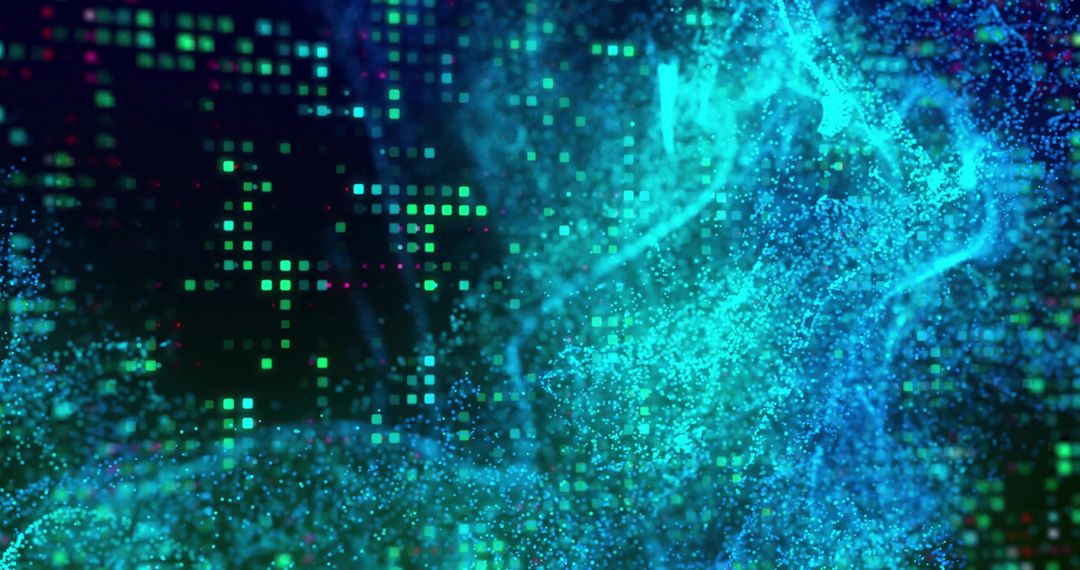 Dynamic Digital Particles and Glowing Grid in Cyberspace