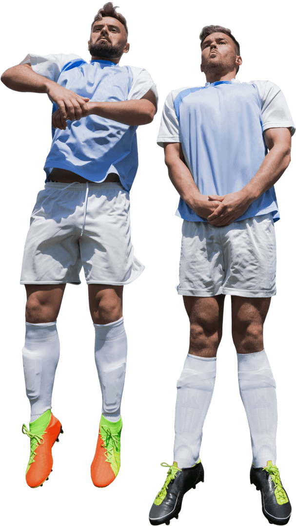 Soccer Players Jumping on Transparent Background