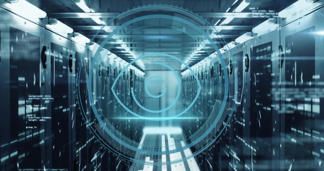 Futuristic Digital Technology Center with Server Racks