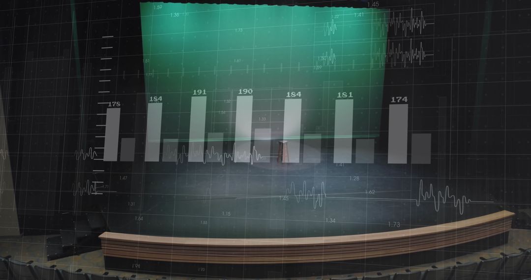 Empty Auditorium With Projected Bar Chart on Stage Screen