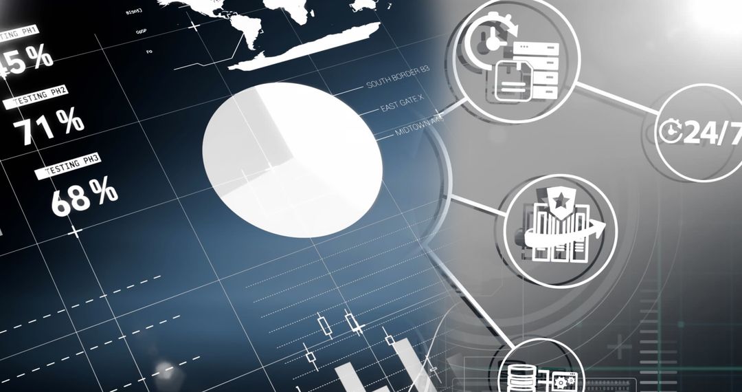 High-Tech Data Processing with Global Business Icons