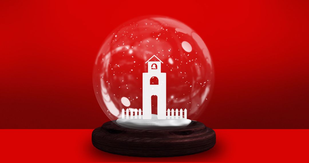 Snow Globe with Tower on Red Background - Free Images, Stock Photos and Pictures on Pikwizard.com