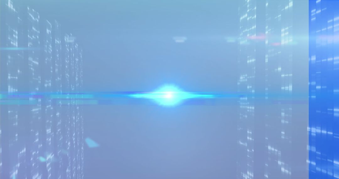 Glowing Blue Orb in Futuristic Digital Corridor