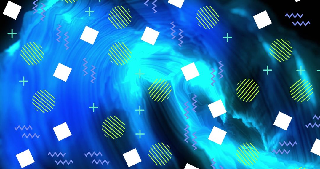 Abstract Blue Light Trails with Dynamic Geometric Pattern