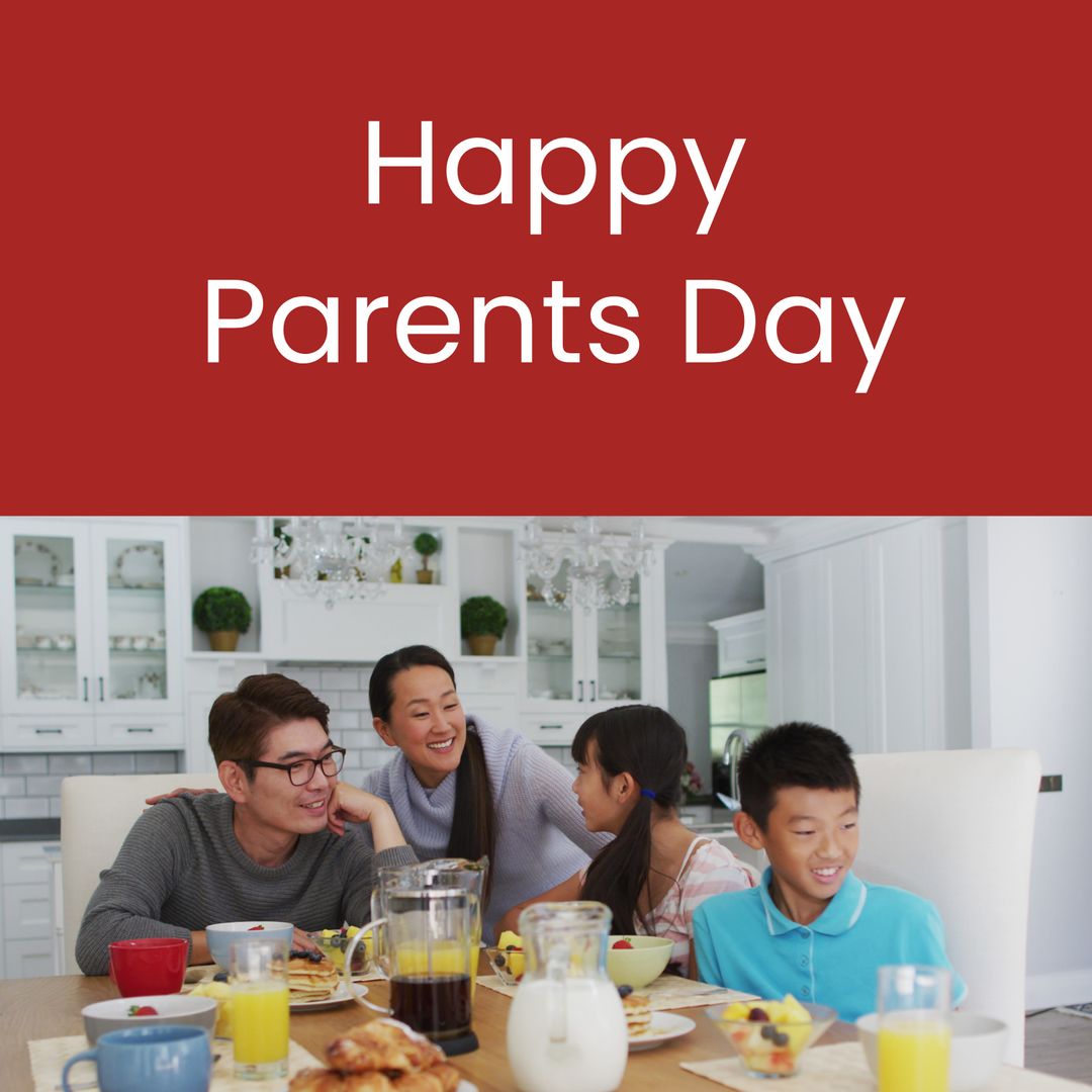 Asian Family Celebrating Happy Parents Day Enjoying Meal
