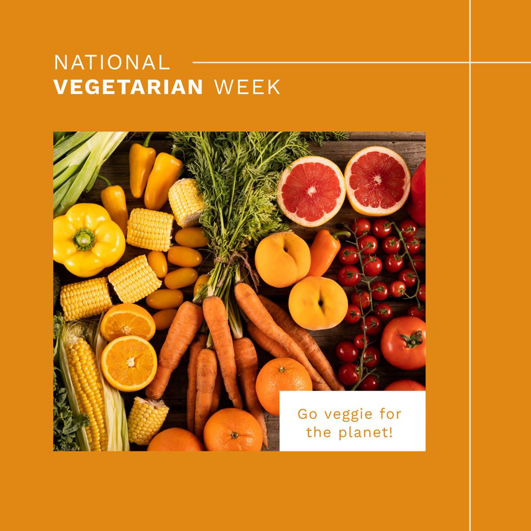 National Vegetarian Week Celebration with Fresh Produce - Download Free Stock Templates Pikwizard.com