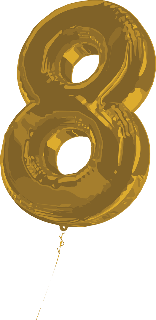 Golden Number 8 Birthday Balloon Transparent Isolated Vector